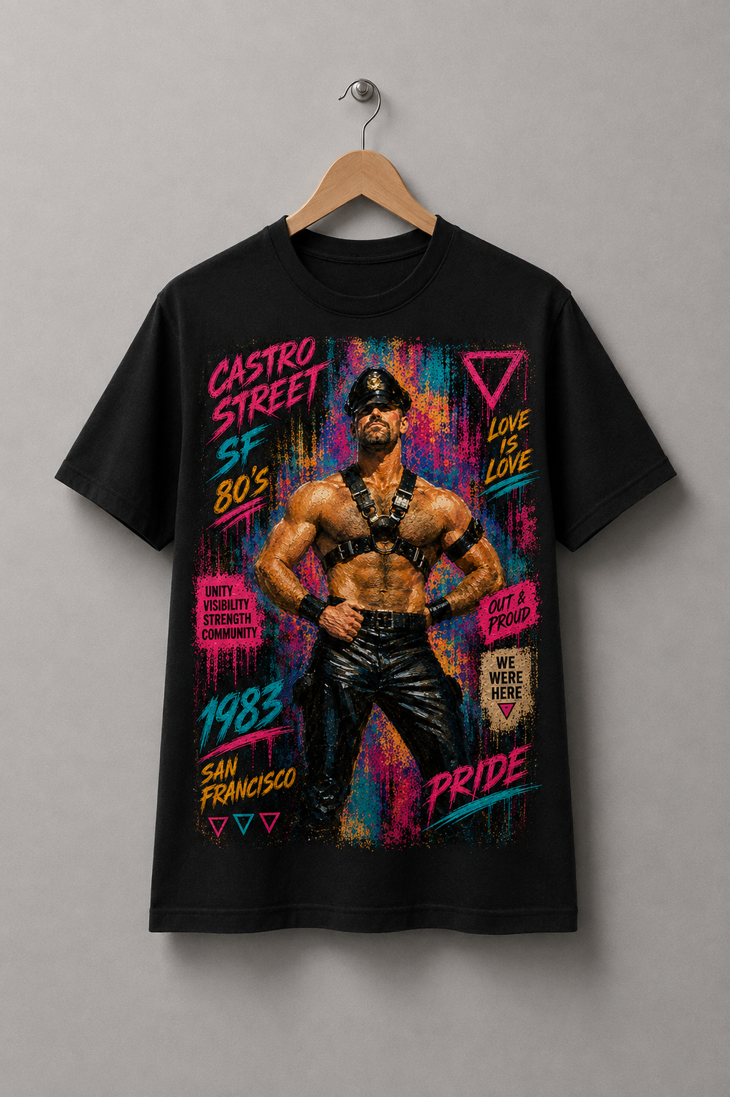 14.LeatherPride-CastroAfterDark Camiseta Castro 80’s: Leather Pride — camiseta Tshirtness