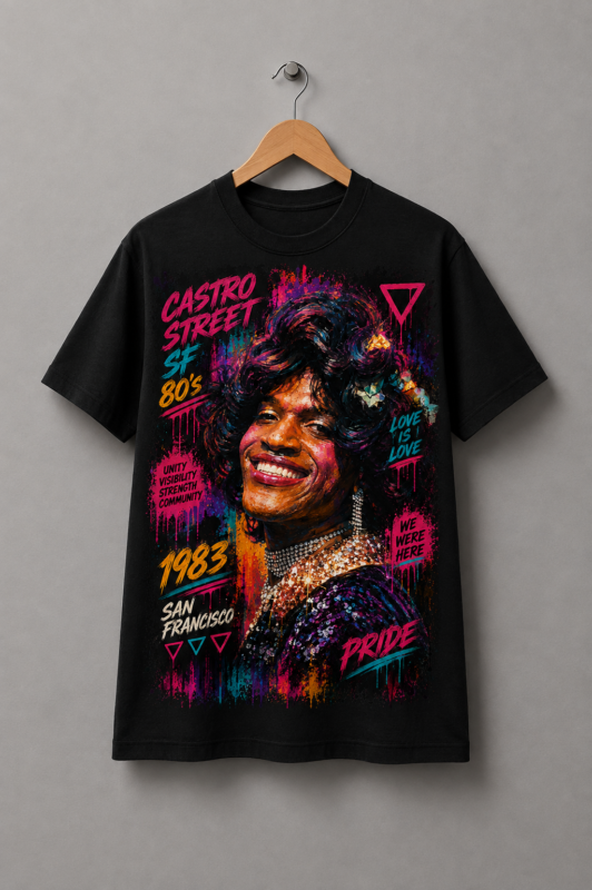 Estampa Camiseta Castro 80's: Marsha P. Johnson, da coleção CASTRO STREET
