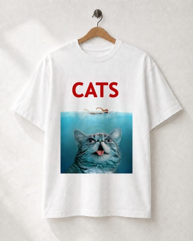 Camiseta Wild & Botanical: Feline Jaws Shark Parody