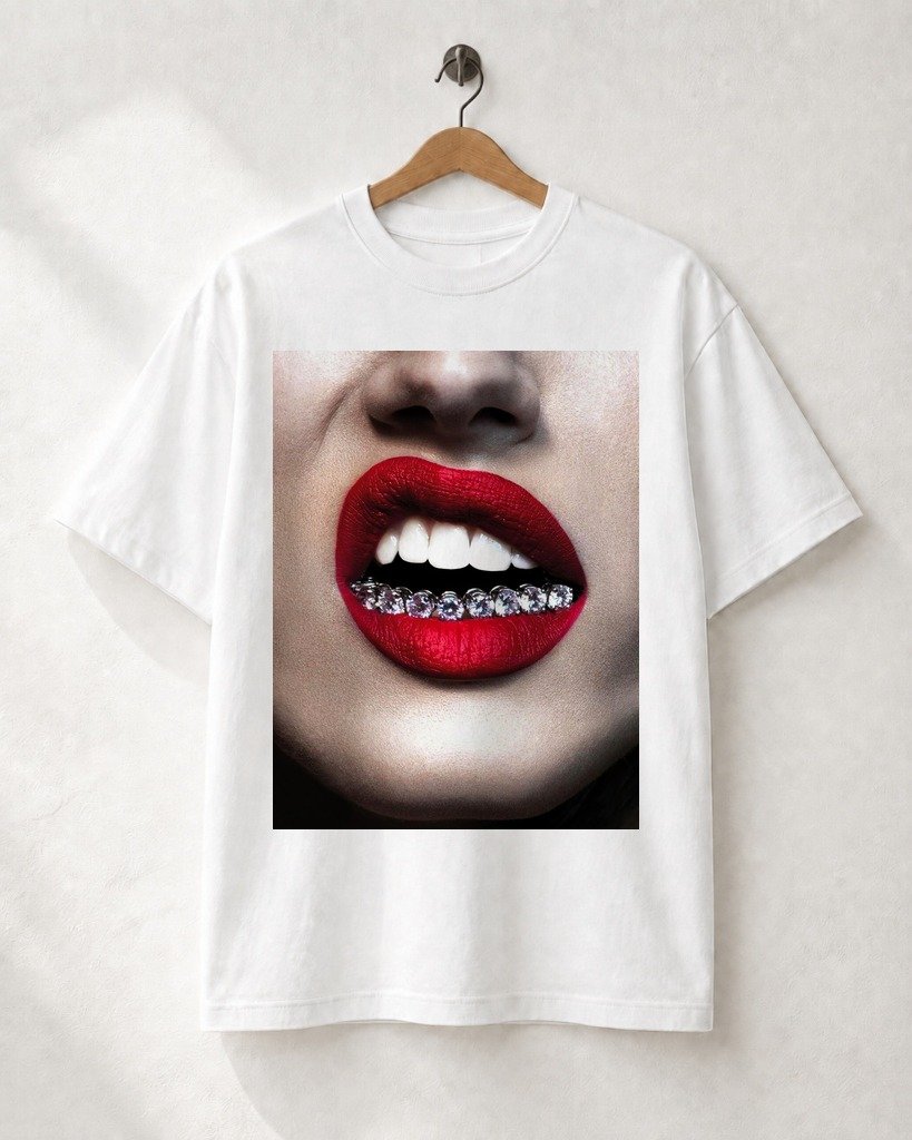 Mockup Camiseta Gold Grillz Street Style Camiseta High Street: Gold Grillz Street Style - Imagem 1