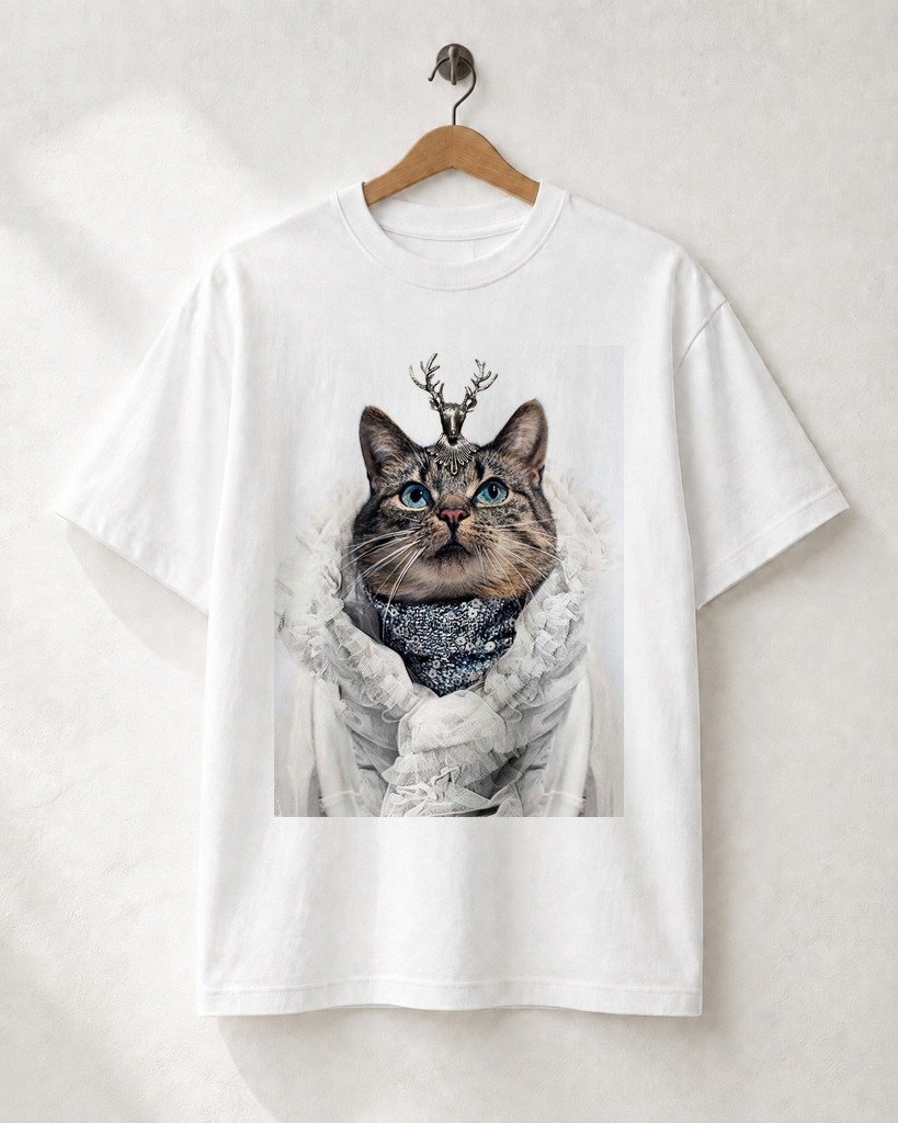 Mockup Camiseta His Imperial Feline Majesty Camiseta Wild & Botanical: His Imperial Feline Majesty - Imagem 1