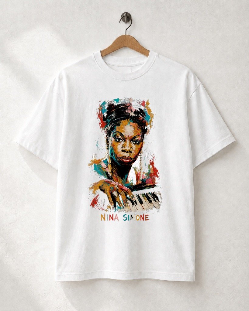 Camiseta It's Not Basic, Bitch: Nina Simone - Mockup Branco Otimizado Camiseta It's Not Basic, Bitch: Nina Simone - Imagem 1